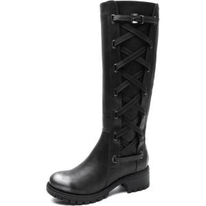 GLOBALWIN Women’s Boots Back Lace Up Fall Winter Fashion Knee High Boots For Women(Silver)