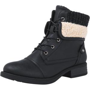 GLOBALWIN Women’s Combat Boots Dressy Lace Up Ankle Boots For Women Low Heel(1815black)