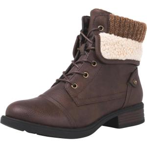 GLOBALWIN Women’s Combat Boots Dressy Lace Up Ankle Boots For Women Low Heel(1815brown)
