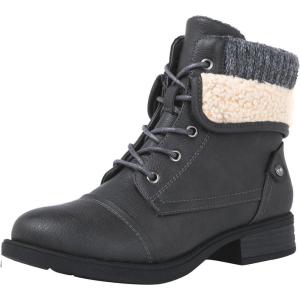 GLOBALWIN Women’s Combat Boots Dressy Lace Up Ankle Boots For Women Low Heel(1815grey)