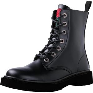 GLOBALWIN Women’s Combat Boots Lace Up Boots For Women Ankle Booties For Women Low Heel(19yy27 Black)