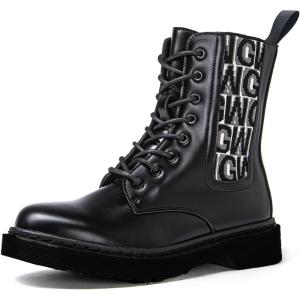 GLOBALWIN Women’s Combat Boots Lace Up Boots For Women Ankle Booties For Women Low Heel(21yy17 Black)