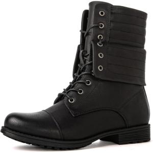 GLOBALWIN Women’s Fashion Low Heels Lace Up Ankle Boots(22yy06 Black)