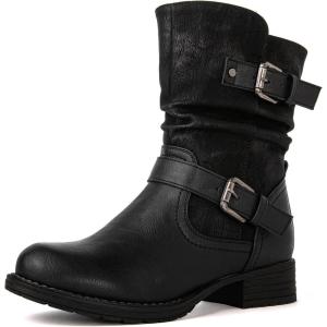 GLOBALWIN Women’s Fur Booties Fashion Combat Ankle Boots For Women(17yy12 Black2)