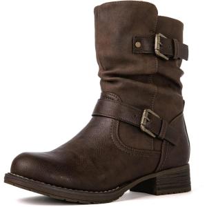 GLOBALWIN Women’s Fur Booties Fashion Combat Ankle Boots For Women(17yy12 Brown2)
