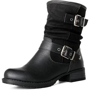 GLOBALWIN Women’s Fur Booties Fashion Combat Ankle Boots For Women(17yy12black)