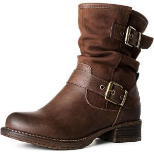 GLOBALWIN Women’s Fur Booties Fashion Combat Ankle Boots For Women(17yy12brown)
