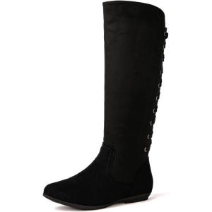 GLOBALWIN Women’s Knee-High Fashion Boots Wide Calf Flat Dressy Fall Winter Fashion Boots For Women(22yy02 Black)