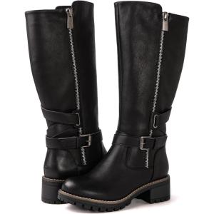 GLOBALWIN Women’s Knee-High Riding Boots Tall Fashion Boots with Chunky Low Heel & Side Zipper Everyday Wear Casual Boots For Women(19yy15 Black2)