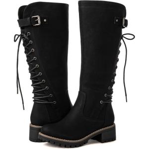 GLOBALWIN Women’s Lace Up Back Knee High Fashion Boots(19yy29 Black2)