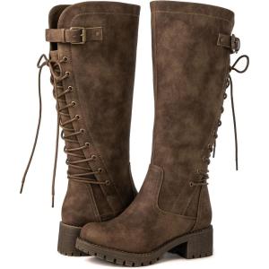 GLOBALWIN Women’s Lace Up Back Knee High Fashion Boots(19yy29 Camel2)