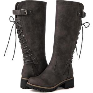 GLOBALWIN Women’s Lace Up Back Knee High Fashion Boots(19yy29 Grey2)