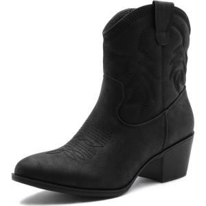 GLOBALWIN Women’s Mid Calf The Western Cowboy Boots Fashion Cowgirl Boots For Women Low Heel(22yy10 Black2)