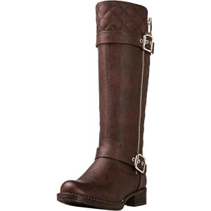GLOBALWIN Women’s Quilted Knee High Boots Low Heel Comfortable Fashion Dressy Riding Boots For Women(19yy03brown)