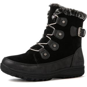 GLOBALWIN Women’s Snow Boots Waterproof Ankle Booties Winter Boots For Women, Insulated Warm Black Fur Boots, Non-Slip Outdoor Hiking Boots For Rain and Snow(1817 Black2)