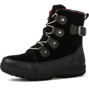 GLOBALWIN Women’s Snow Boots Waterproof Ankle Booties Winter Boots For Women, Insulated Warm Black Fur Boots, Non-Slip Outdoor Hiking Boots For Rain and Snow(1817 Black3)