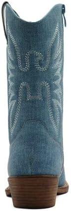 imageGLOBALWIN Black Cowboy Boots For Women Cowgirl Boots With Low Heel Comfortable Embroidered Western Boots Snip Toe MidCalf BootsDenim Blue