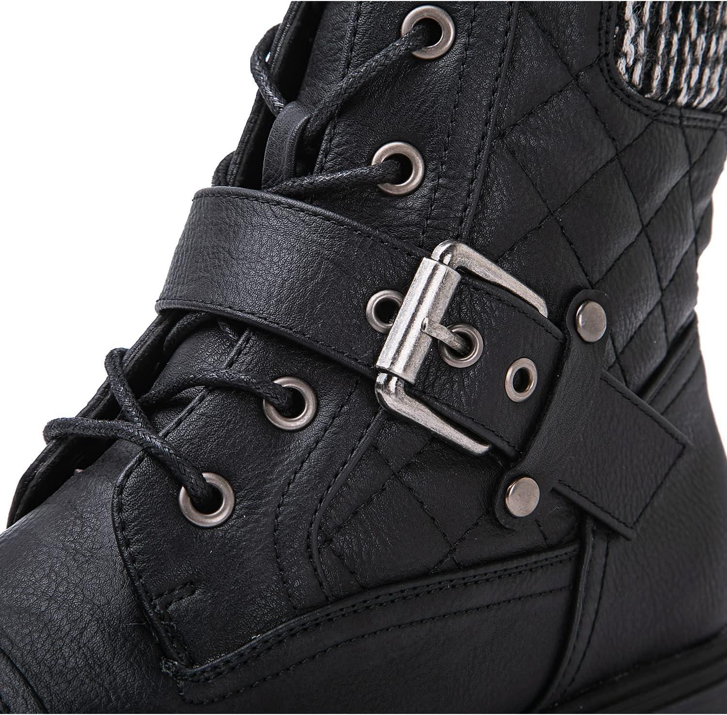 imageGLOBALWIN Womens Ankle Booties Fashion Combat Boots2102black