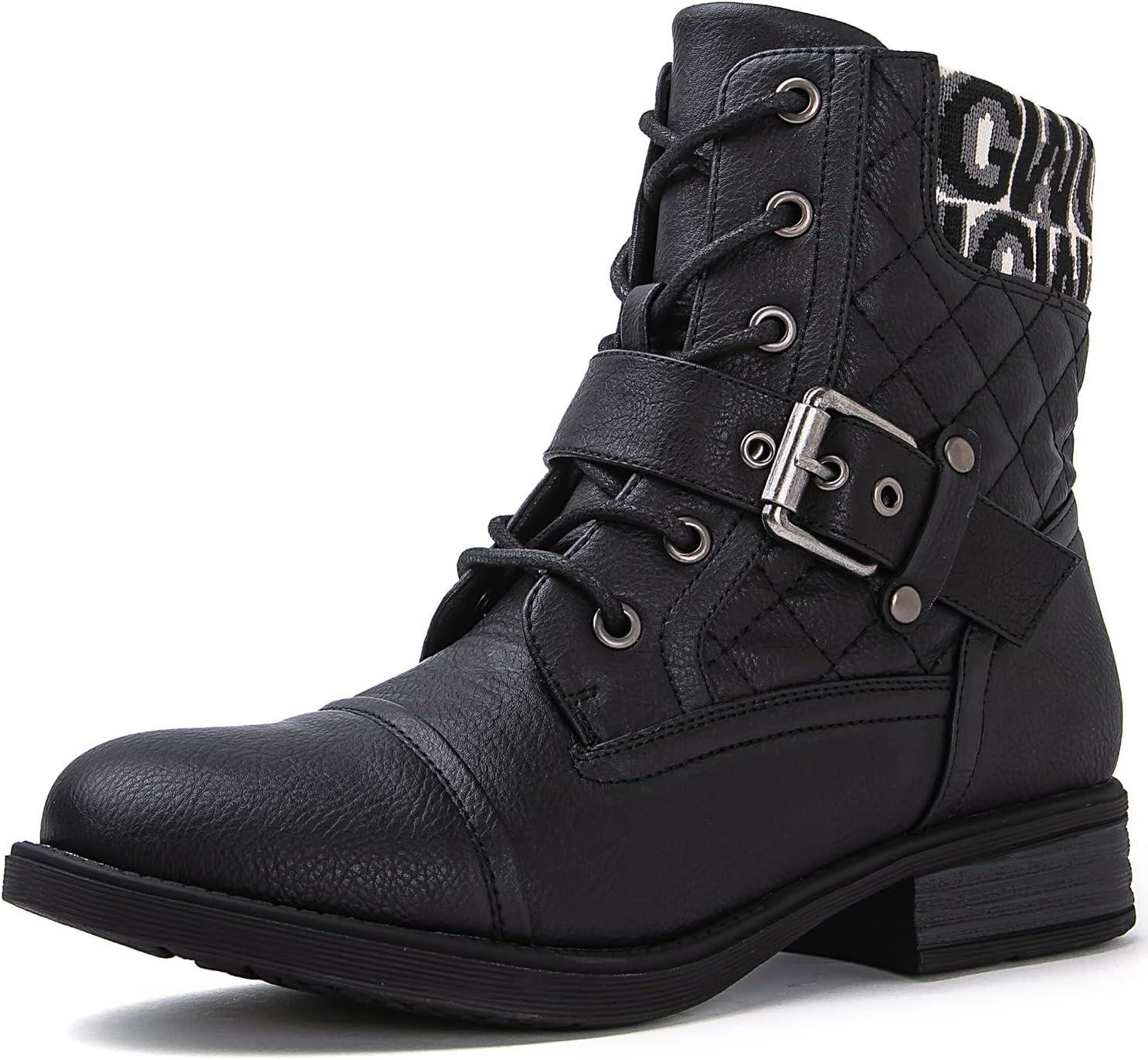 imageGLOBALWIN Womens Ankle Booties Fashion Combat Boots2102black2