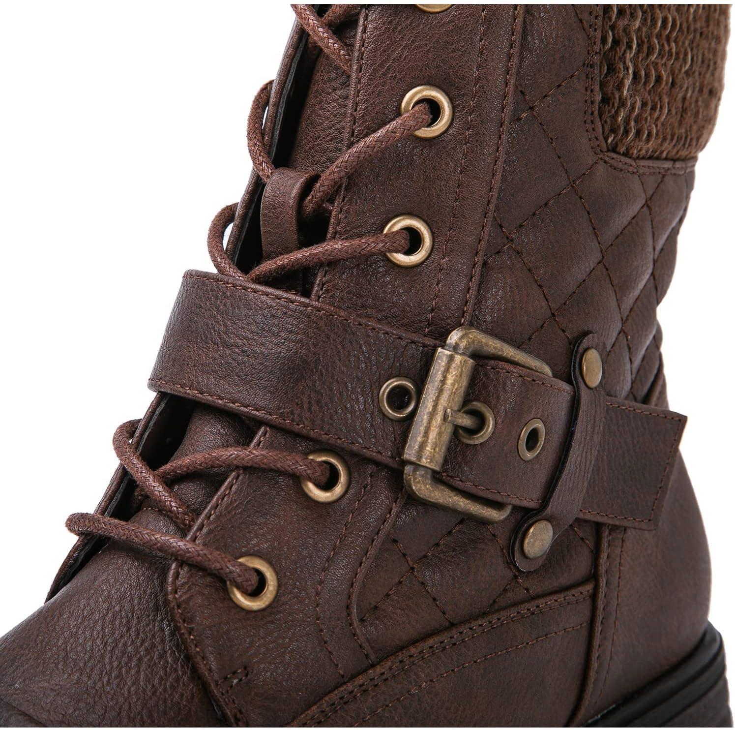 imageGLOBALWIN Womens Ankle Booties Fashion Combat Boots2102brown