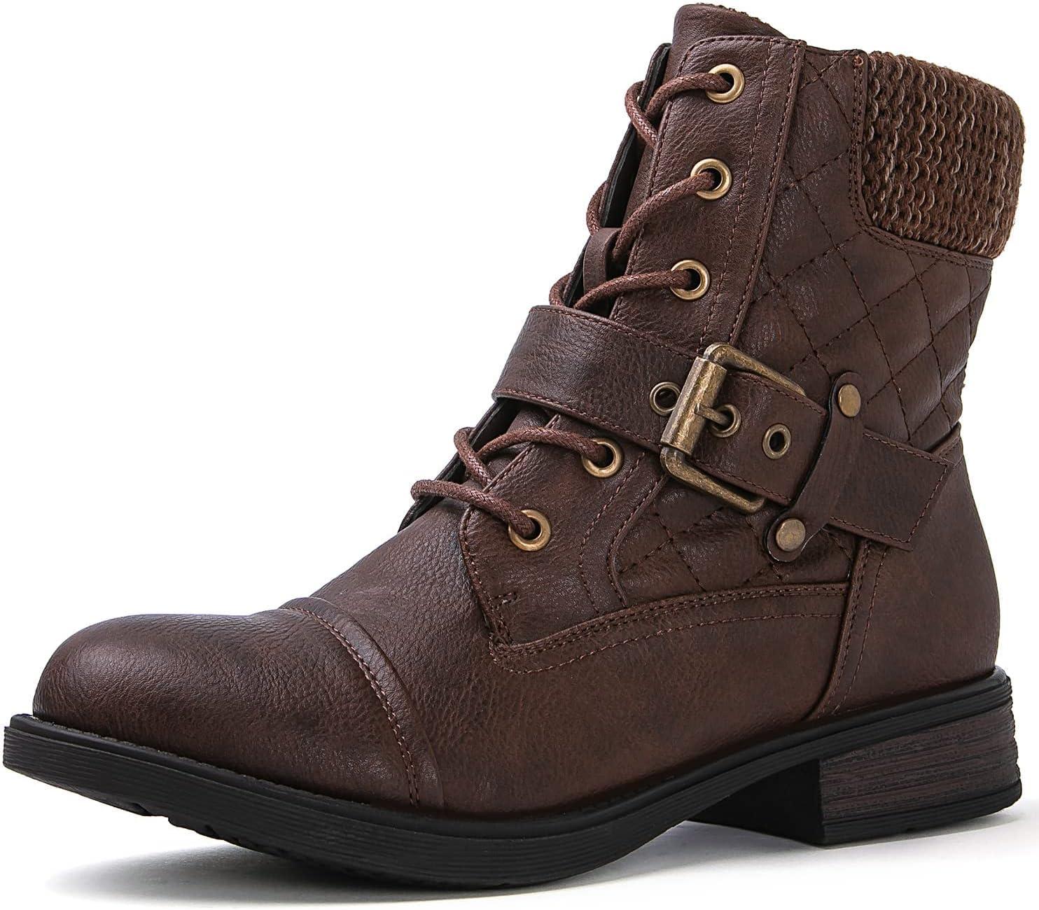 imageGLOBALWIN Womens Ankle Booties Fashion Combat Boots2102brown