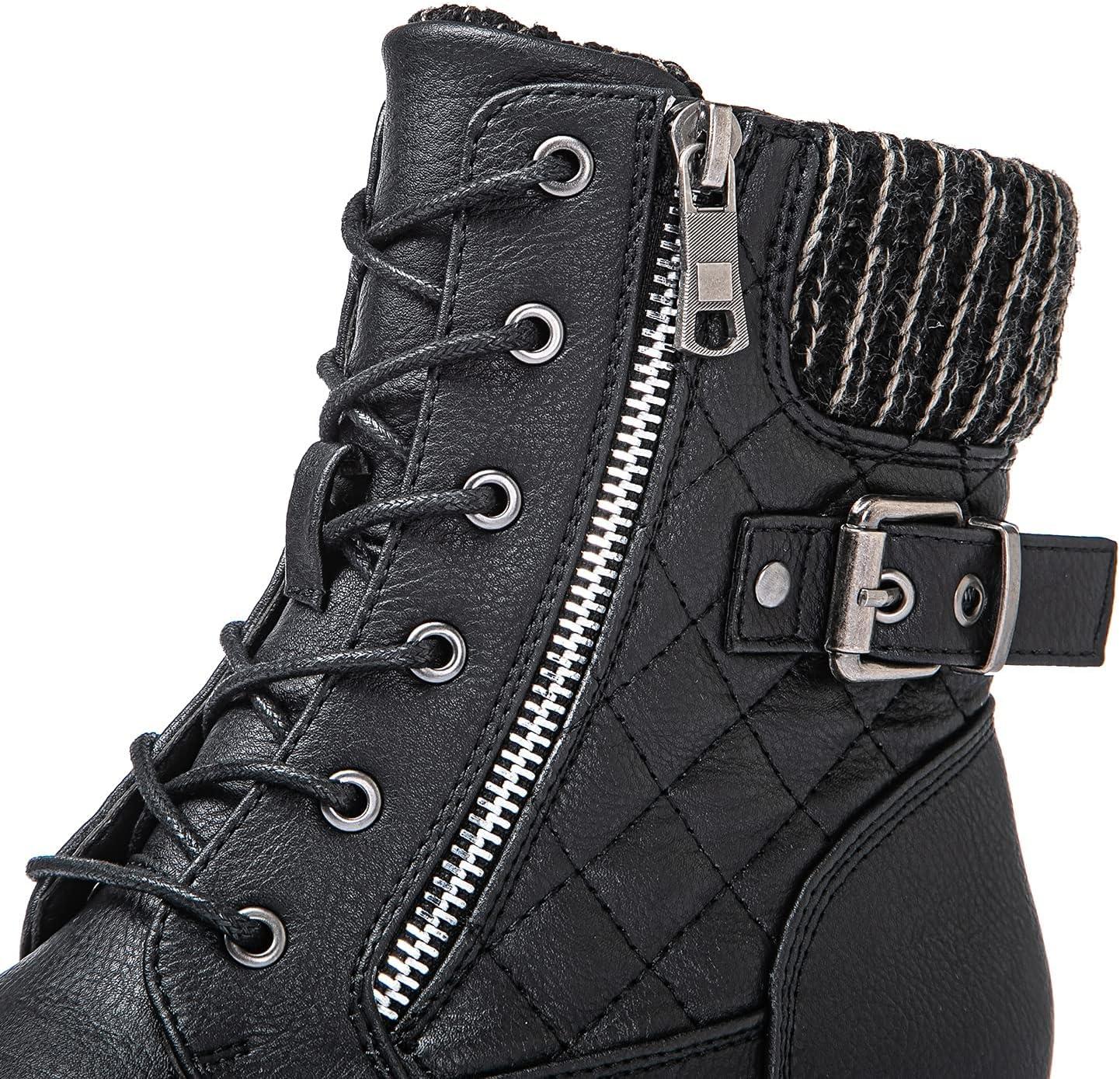 imageGLOBALWIN Womens Combat Boots Lace Up Boots For Women Ankle Booties With Low Heel Fashion Dressy Short Boots21yy18 Black