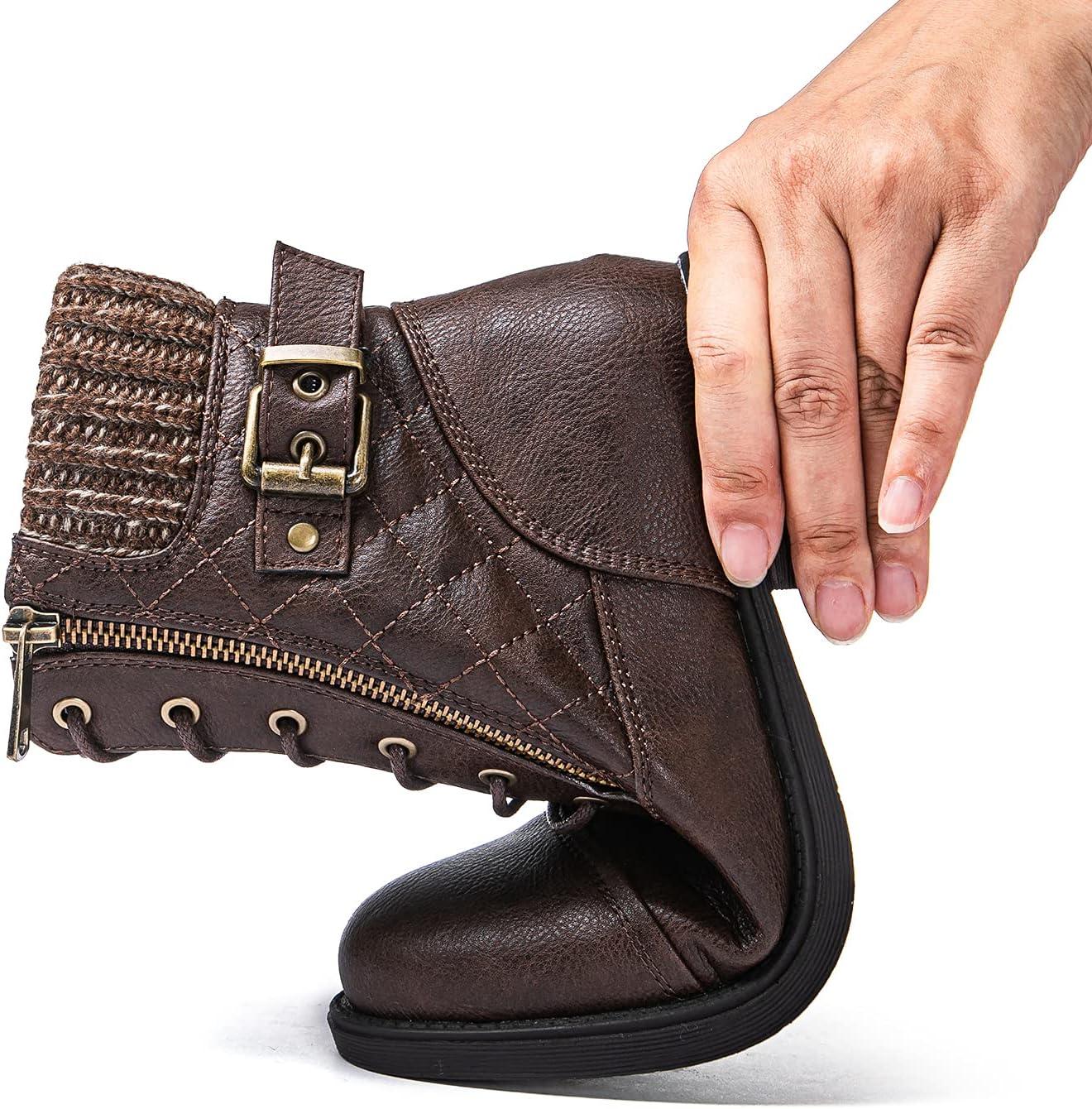imageGLOBALWIN Womens Combat Boots Lace Up Boots For Women Ankle Booties With Low Heel Fashion Dressy Short Boots21yy18 Brown