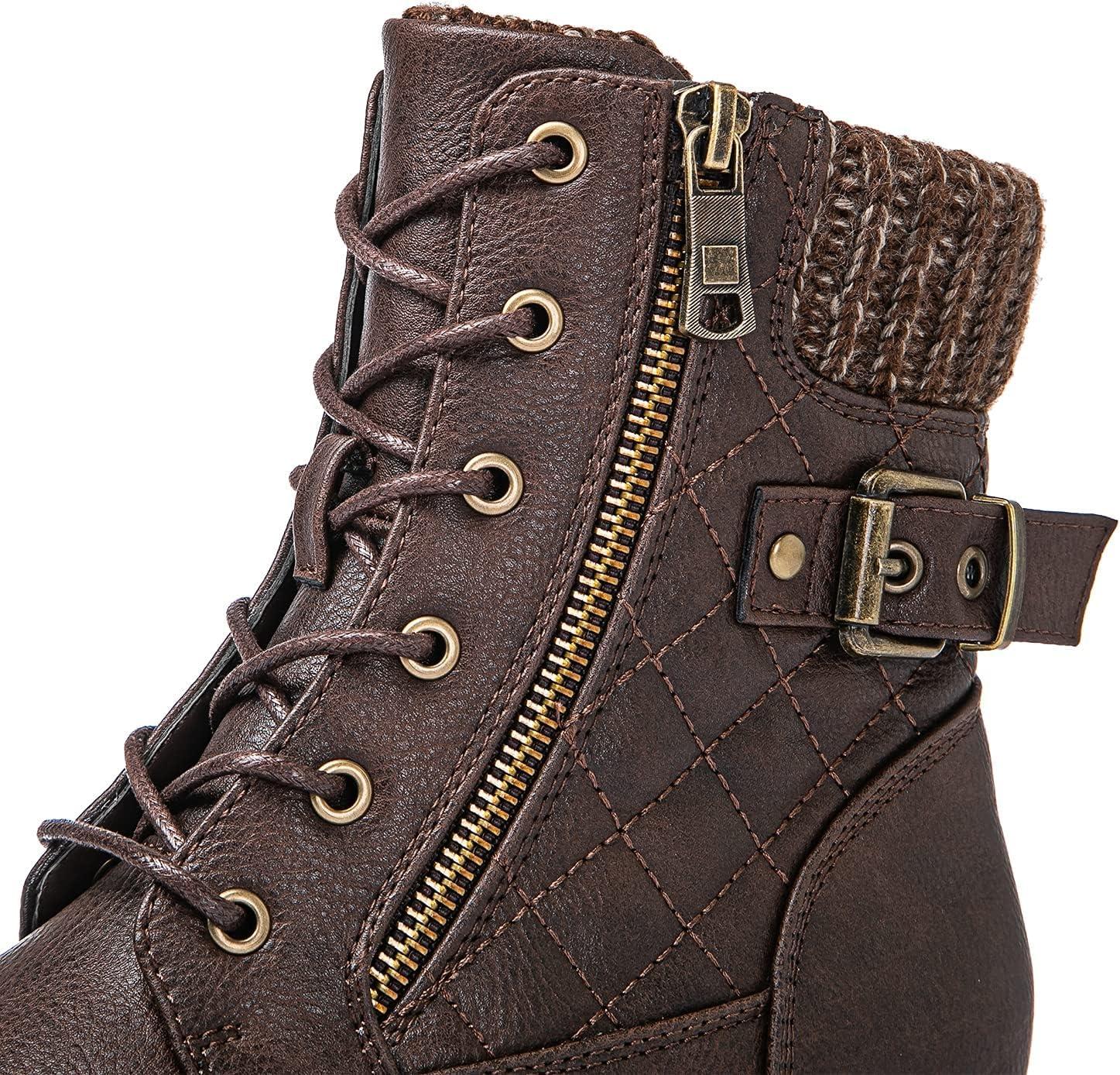 imageGLOBALWIN Womens Combat Boots Lace Up Boots For Women Ankle Booties With Low Heel Fashion Dressy Short Boots21yy18 Brown