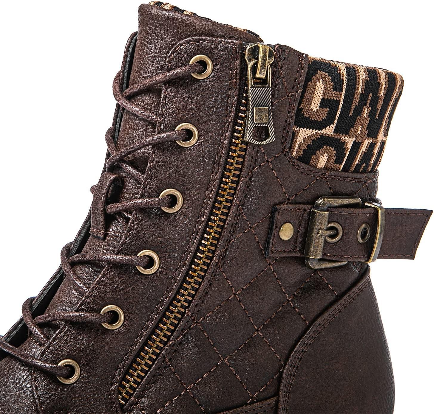 imageGLOBALWIN Womens Combat Boots Lace Up Boots For Women Ankle Booties With Low Heel Fashion Dressy Short Boots21yy18 Brown2