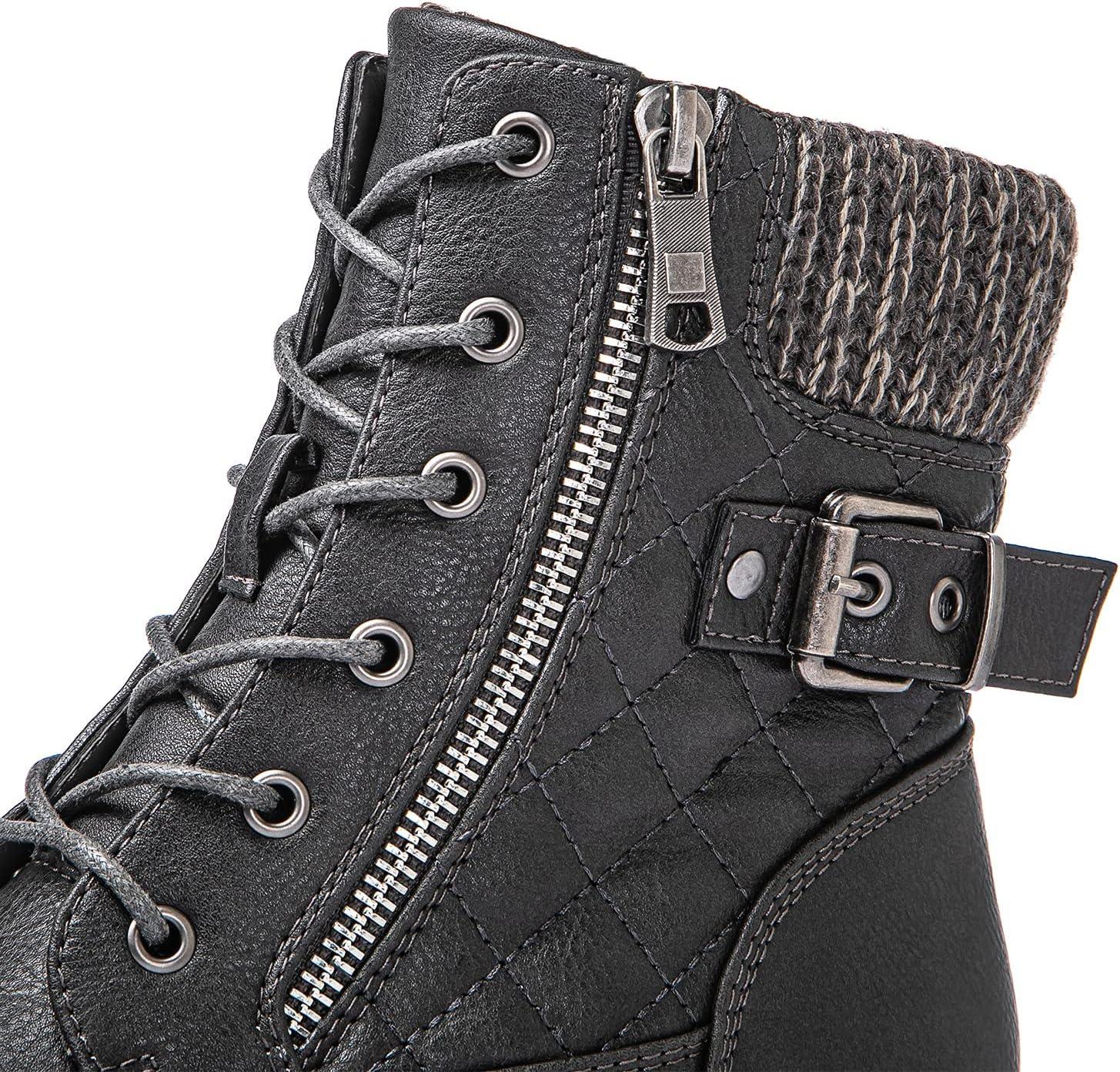 imageGLOBALWIN Womens Combat Boots Lace Up Boots For Women Ankle Booties With Low Heel Fashion Dressy Short Boots21yy18 Grey