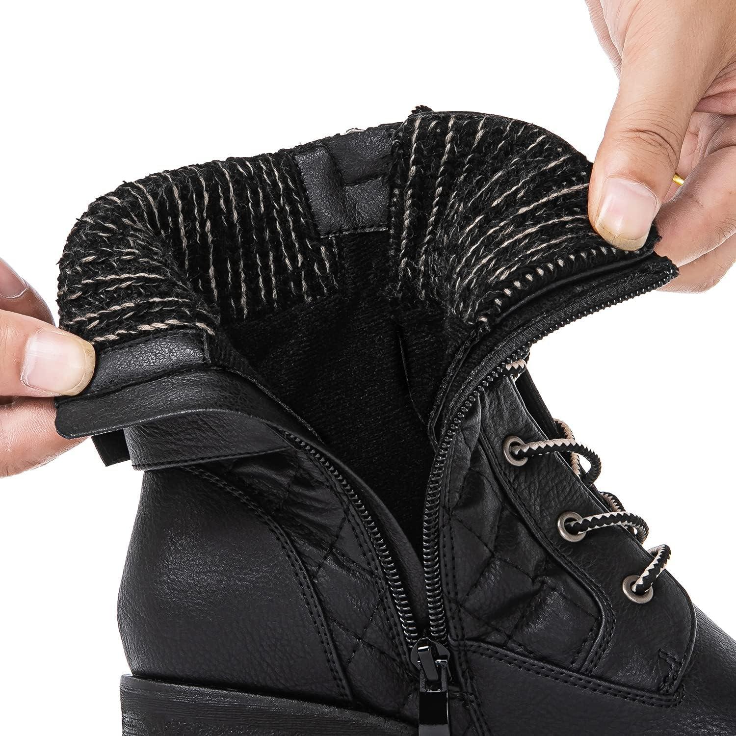 imageGLOBALWIN Womens Combat Boots Lace Up Comfortable Ankle Booties For Women Low Heel21yy16 Black