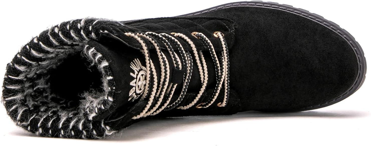 imageGLOBALWIN Womens Fall Winter Quilted Ankle Boots Warm Fleece Lined Winter Booties Combat Boots For Snow and Rain NonSlip Fashion Ankle Booties1915 Black3
