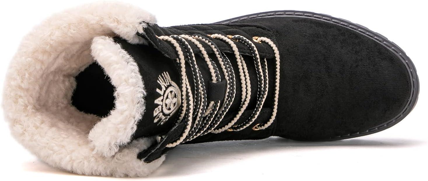 imageGLOBALWIN Womens Fall Winter Quilted Ankle Boots Warm Fleece Lined Winter Booties Combat Boots For Snow and Rain NonSlip Fashion Ankle Booties1915black