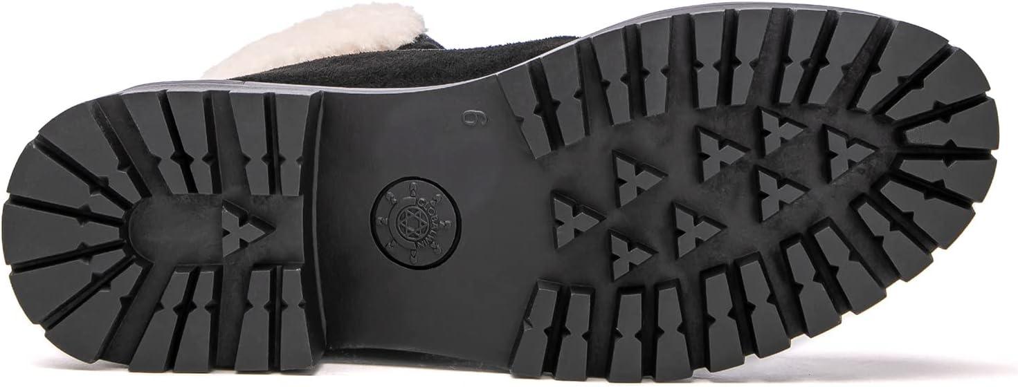 imageGLOBALWIN Womens Fall Winter Quilted Ankle Boots Warm Fleece Lined Winter Booties Combat Boots For Snow and Rain NonSlip Fashion Ankle Booties1915black