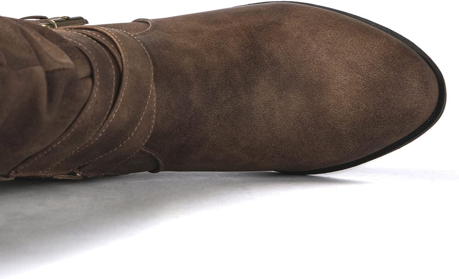 imageGLOBALWIN Womens Knee High Cowboy Boots Minimalist Western Round Toe Cowgirl Boots with Comfortable Block Heel Plain Sleek Design Tall Dress Boots for Women19yy21 Camel2