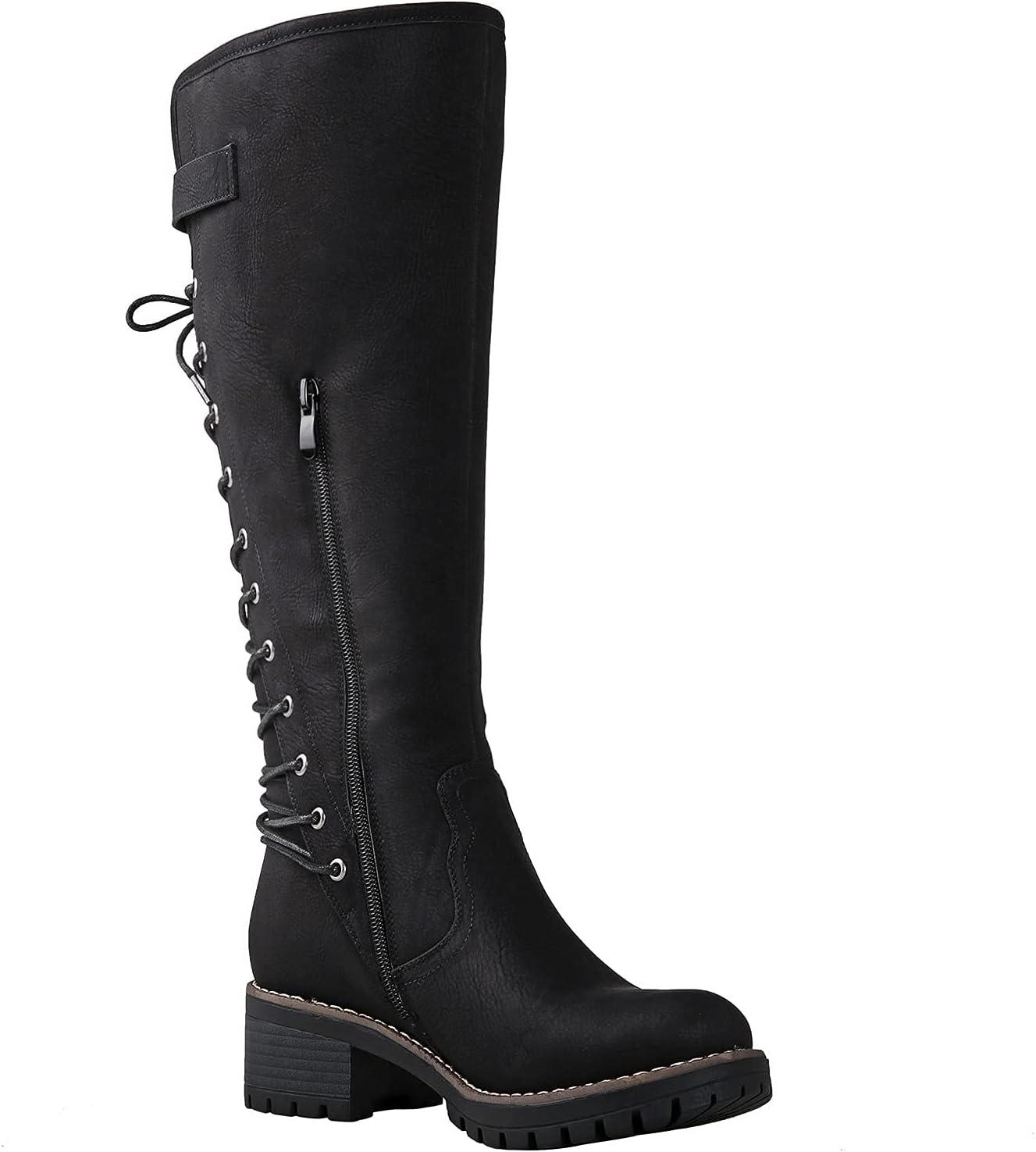 imageGLOBALWIN Womens Lace Up Back Knee High Fashion Boots19yy29black