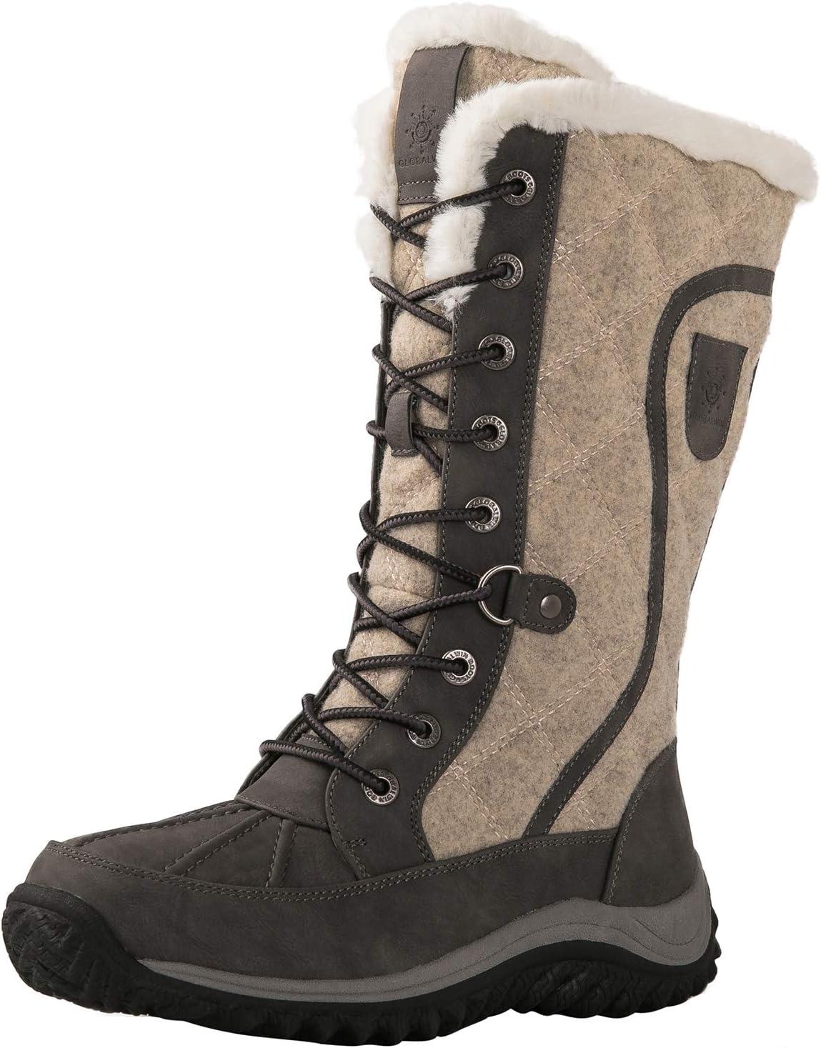 imageGLOBALWIN Womens Mid Calf Winter Snow Boots1913greyBeige