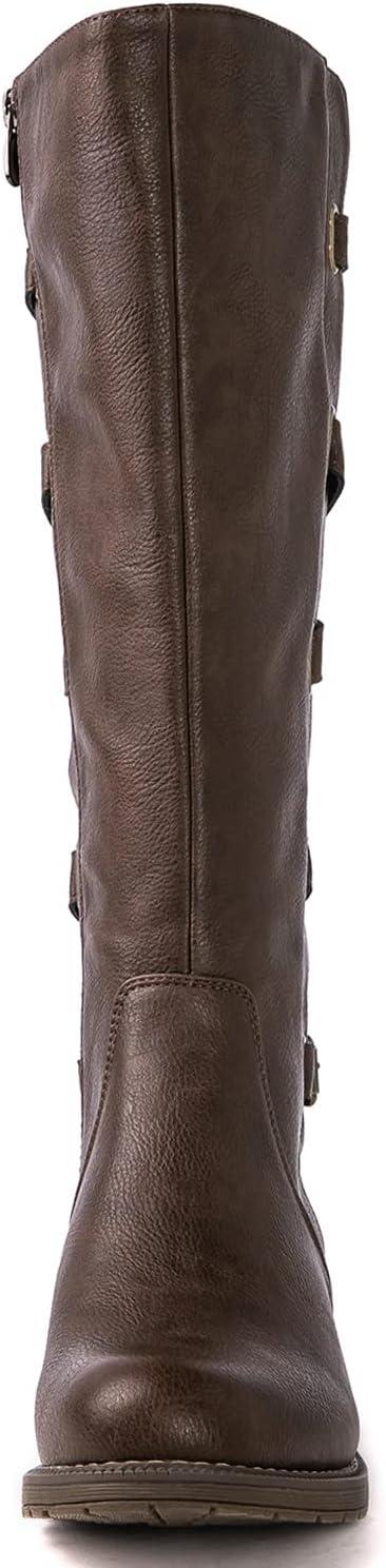 imageGLOBALWIN Womens Quilted Knee High Fashion Boots Strappy Boots For Women21yy10 Brown4