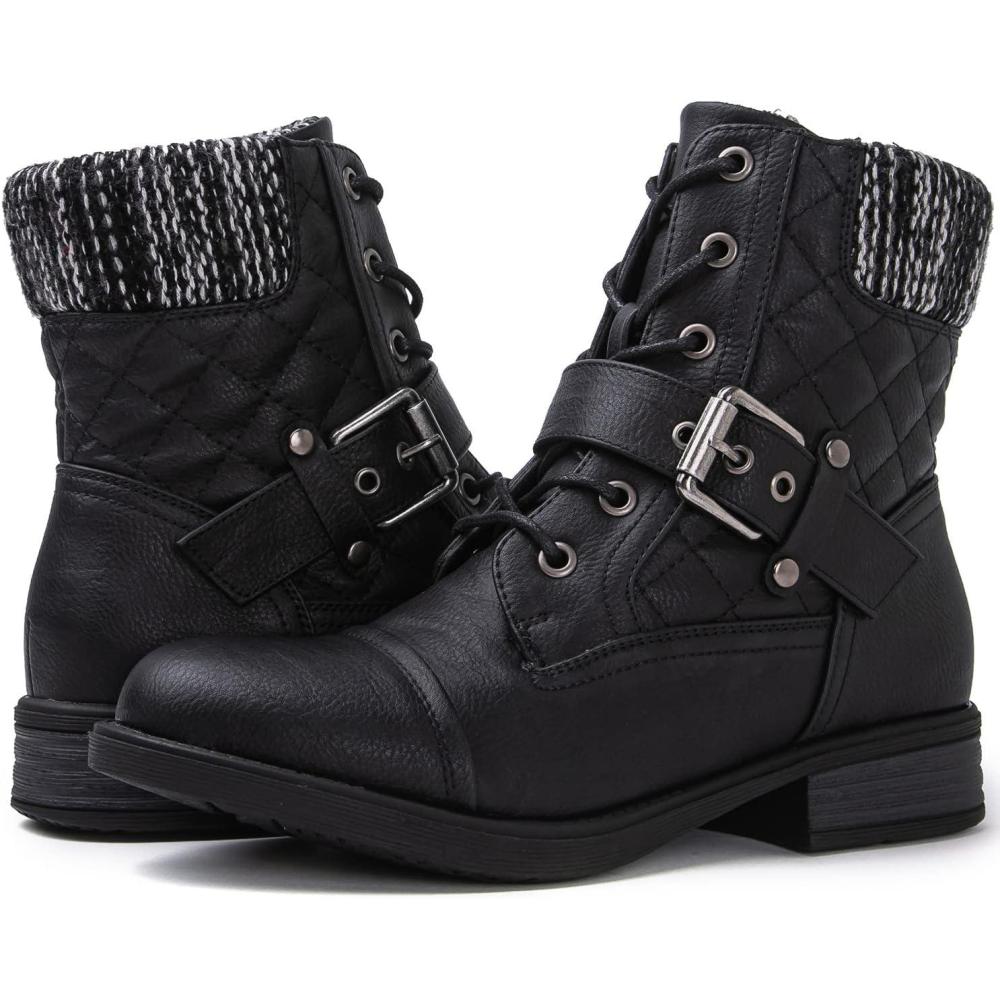 imageGLOBALWIN Womens Ankle Booties Fashion Combat Boots2102black