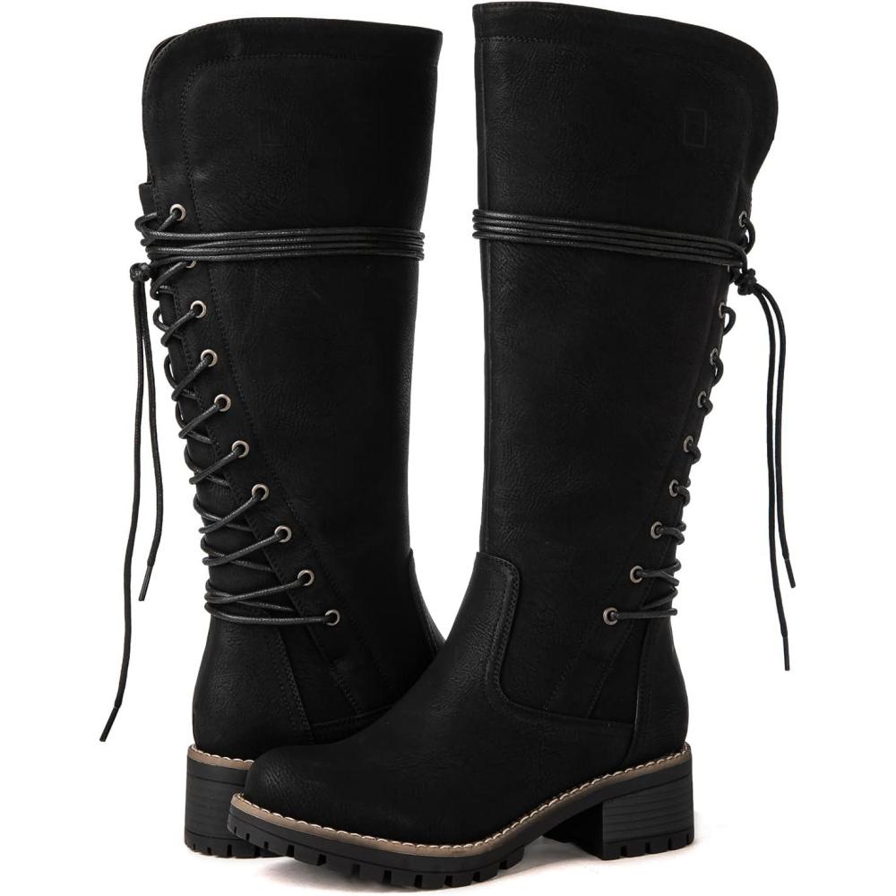 imageGLOBALWIN Womens Lace Up Back Knee High Fashion Boots19yy29 Black3