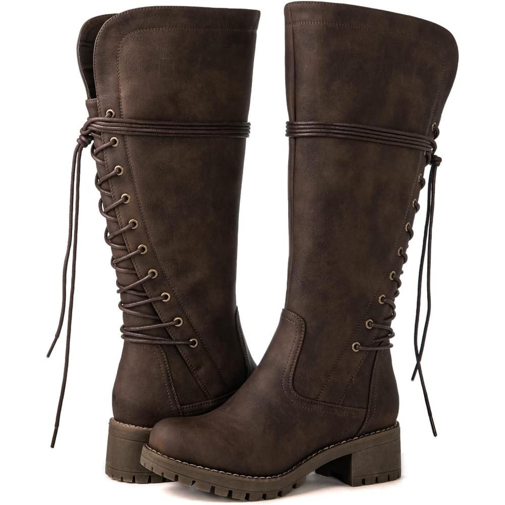 imageGLOBALWIN Womens Lace Up Back Knee High Fashion Boots19yy29 Brown3