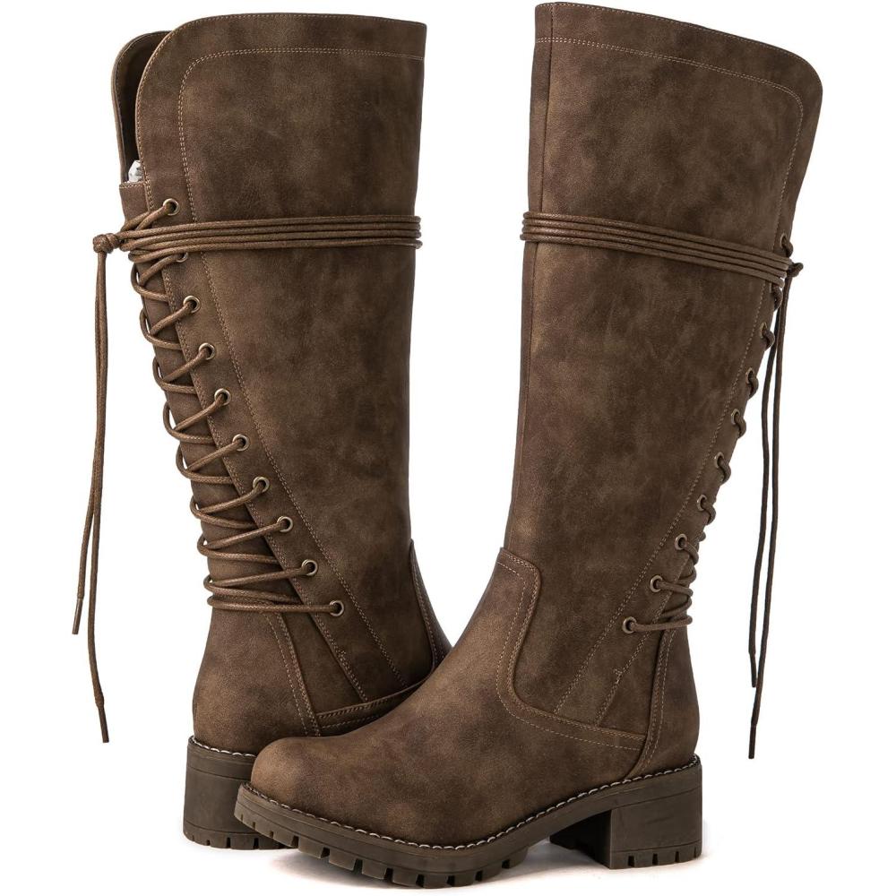 imageGLOBALWIN Womens Lace Up Back Knee High Fashion Boots19yy29 Camel3
