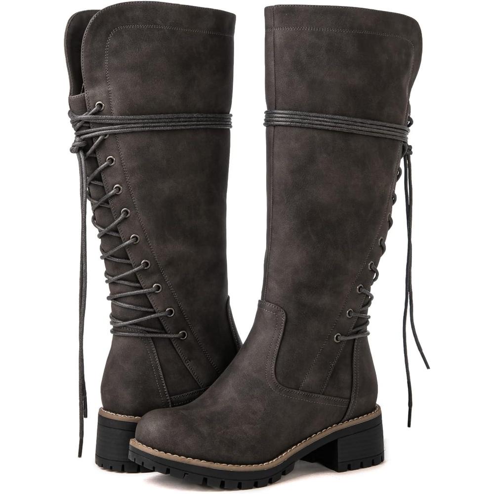 imageGLOBALWIN Womens Lace Up Back Knee High Fashion Boots19yy29 Grey3