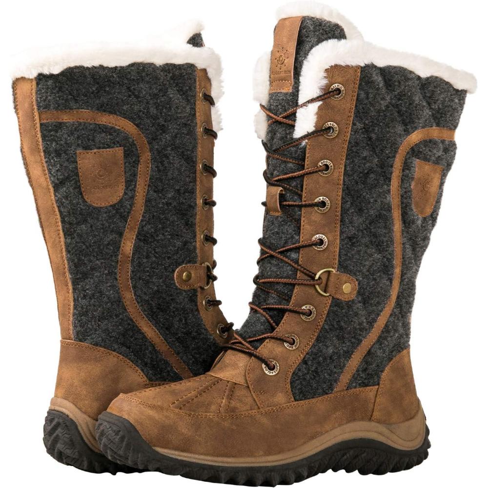 imageGLOBALWIN Womens Mid Calf Winter Snow Boots1913brownGrey