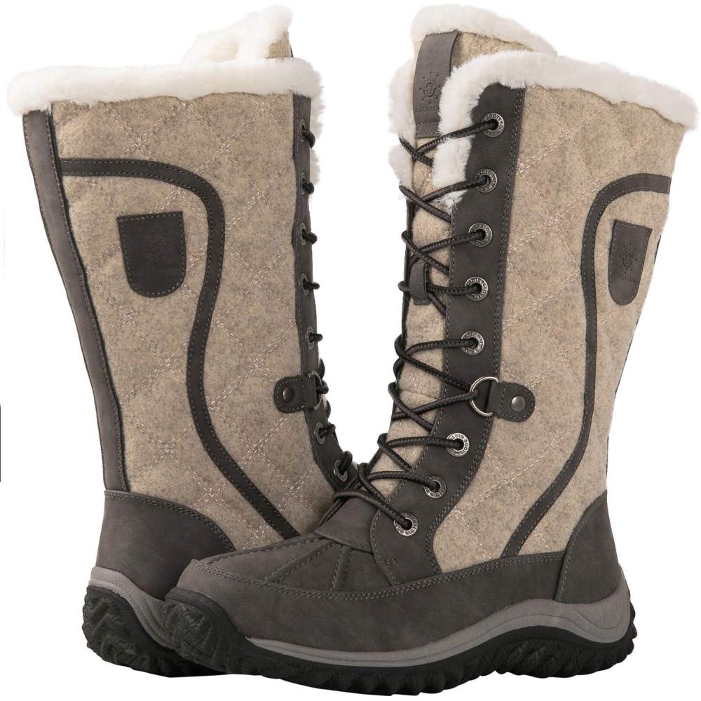 imageGLOBALWIN Womens Mid Calf Winter Snow Boots1913greyBeige