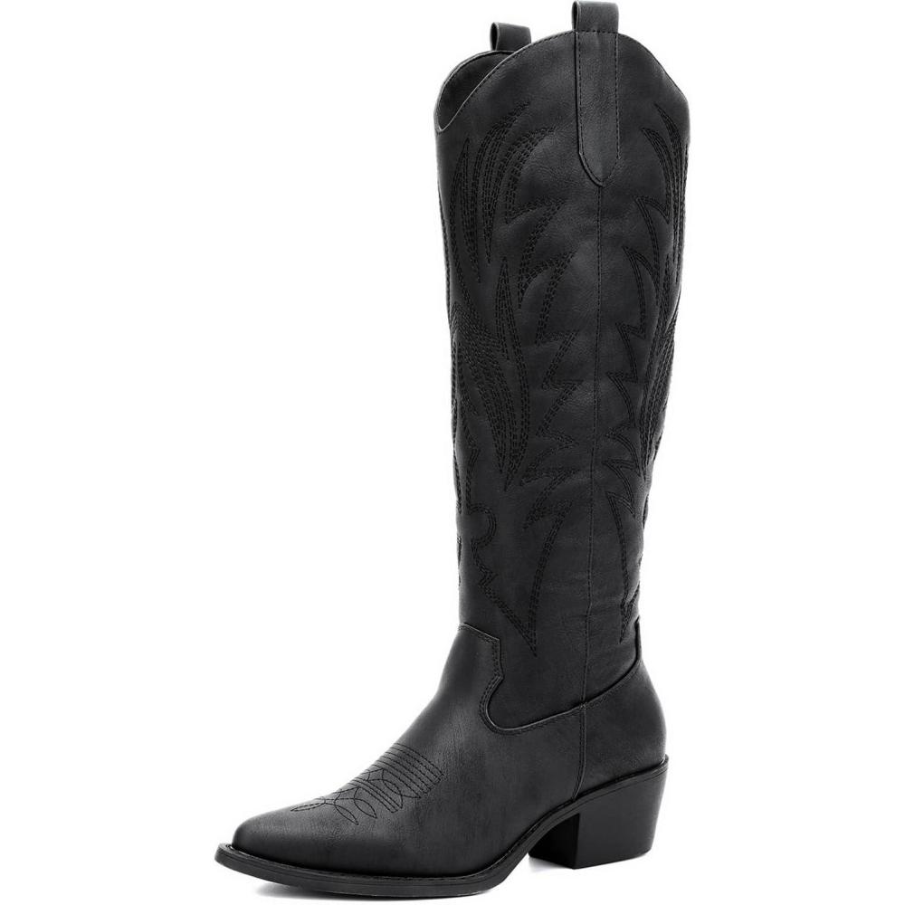 imageGLOBALWIN Womens The Western Cowboy Cowgirl Embroidered Knee High Boots23yy12 Black2