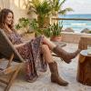 GLOBALWIN Black Cowboy Boots For Women Cowgirl Boots With Low Heel Comfortable Embroidered Western Boots Snip Toe Mid-Calf Boots(Camel)