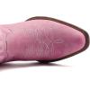 GLOBALWIN Black Cowboy Boots For Women Cowgirl Boots With Low Heel Comfortable Embroidered Western Boots Snip Toe Mid-Calf Boots(Pink)