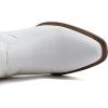GLOBALWIN Black Cowboy Boots For Women Cowgirl Boots With Low Heel Comfortable Embroidered Western Boots Snip Toe Mid-Calf Boots(White)