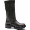 GLOBALWIN Chunky Mid Calf Fashion Dressy Motocycle Biker Military Style Combat Boots for Women Low Heel(23yy11 Brown Distressed)